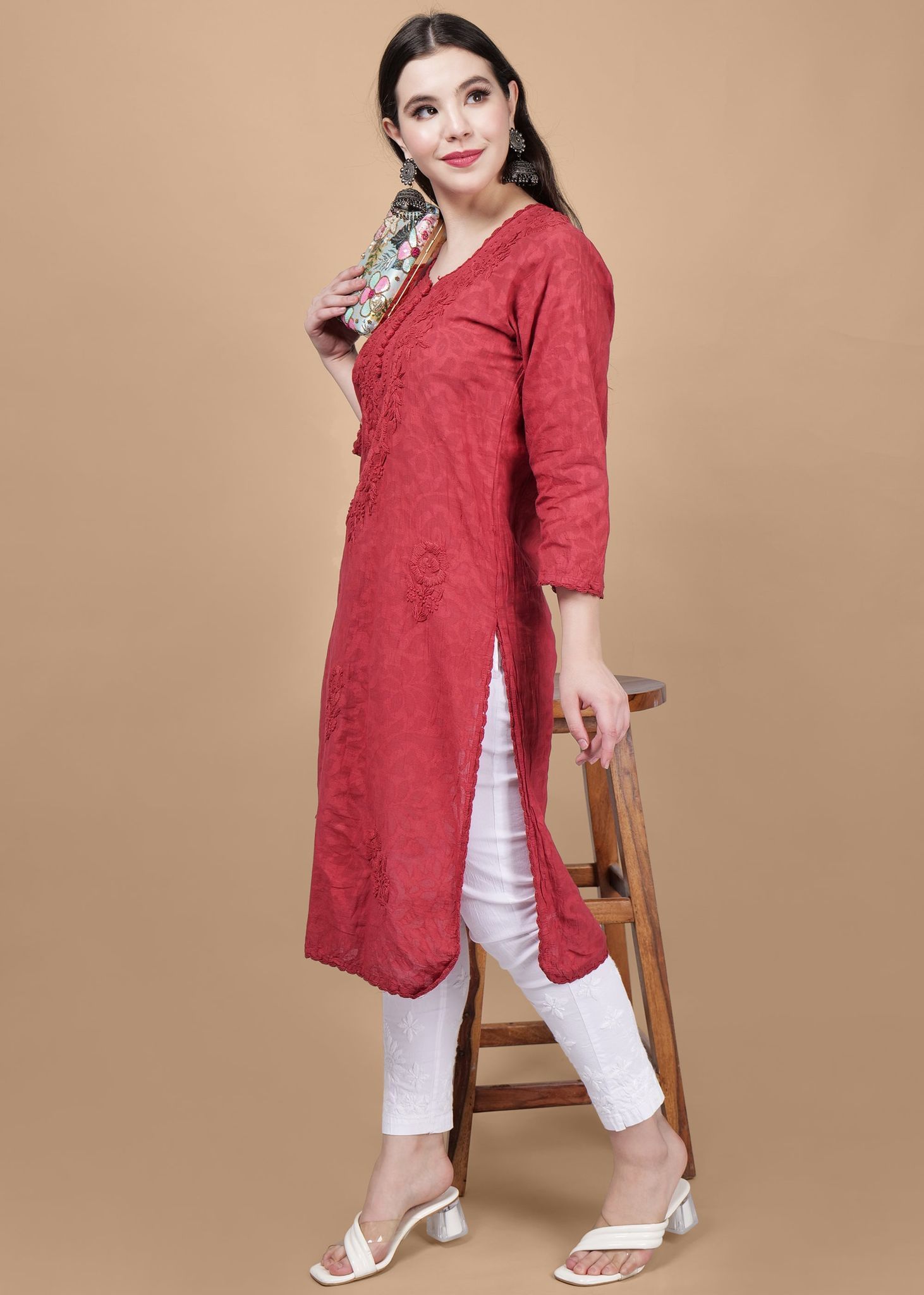 Braso Cotton Hand Embroidered Chikankari Work Kurta
