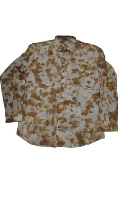 TULIP Traditional Artisians' Upliftment Livelihood Program Men's Long Sleeve Shirt, Brown Camouflage Pattern, Button-Down Collar