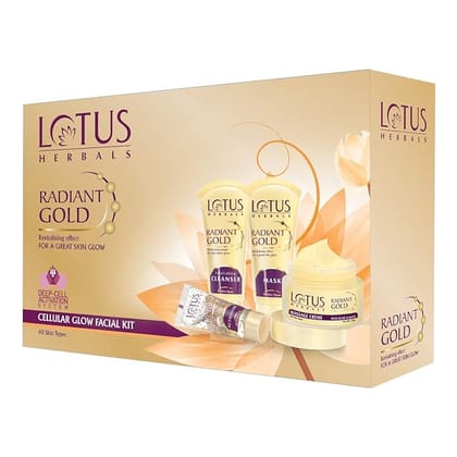 Lotus Herbals Radiant Gold Revitalising Effect For A Great Skin  Deep Cell Activation System Cellular Glow Facial Kit 170g