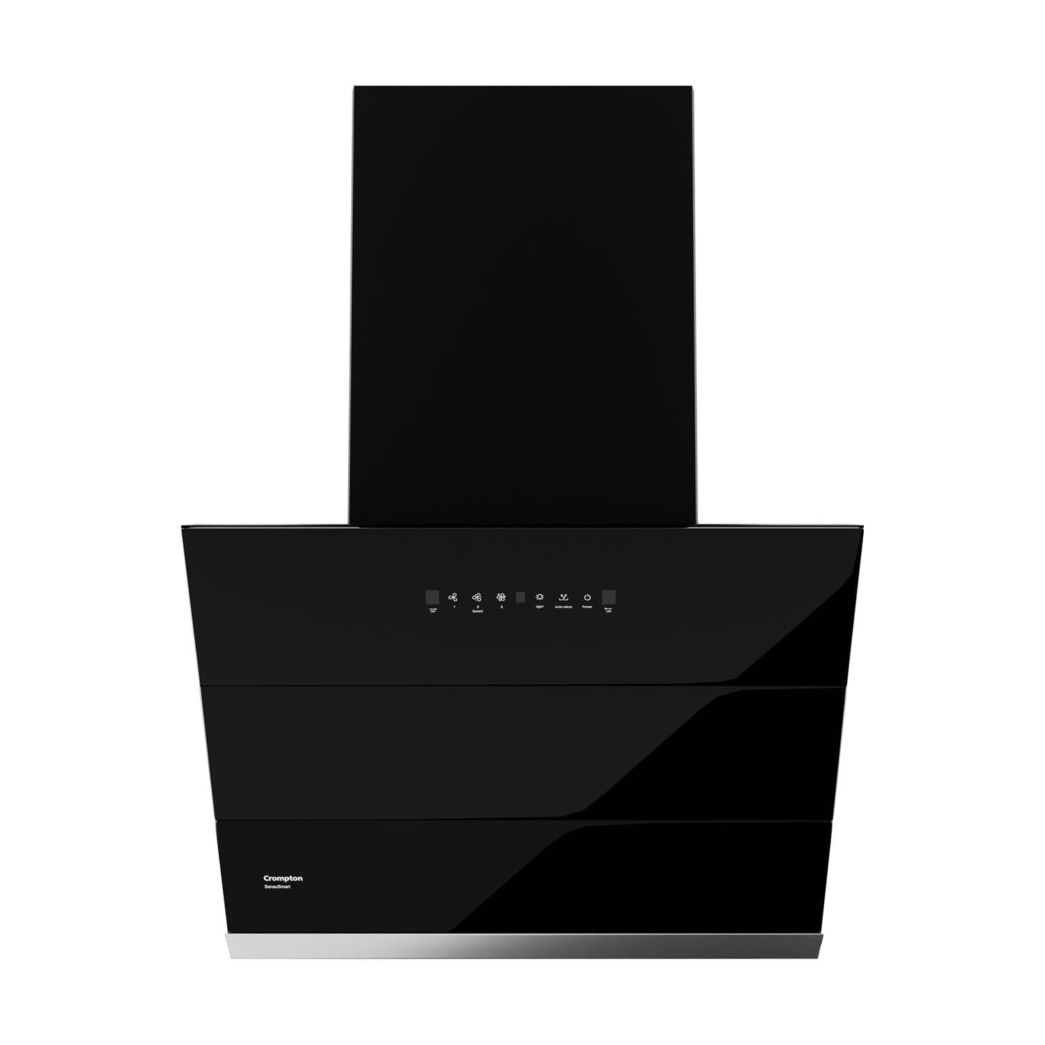 Crompton SensoSmart Inclined 60cm Filter less Auto Clean Wall Mounted Chimney Black 1290 CMH - CHD-SSI60FLE-MBL Crompton SensoSmart Inclined 60cm Filter less Auto Clean Wall Mounted Chimney Black 1290 CMH - CHD-SSI60FLE-MBL - Black