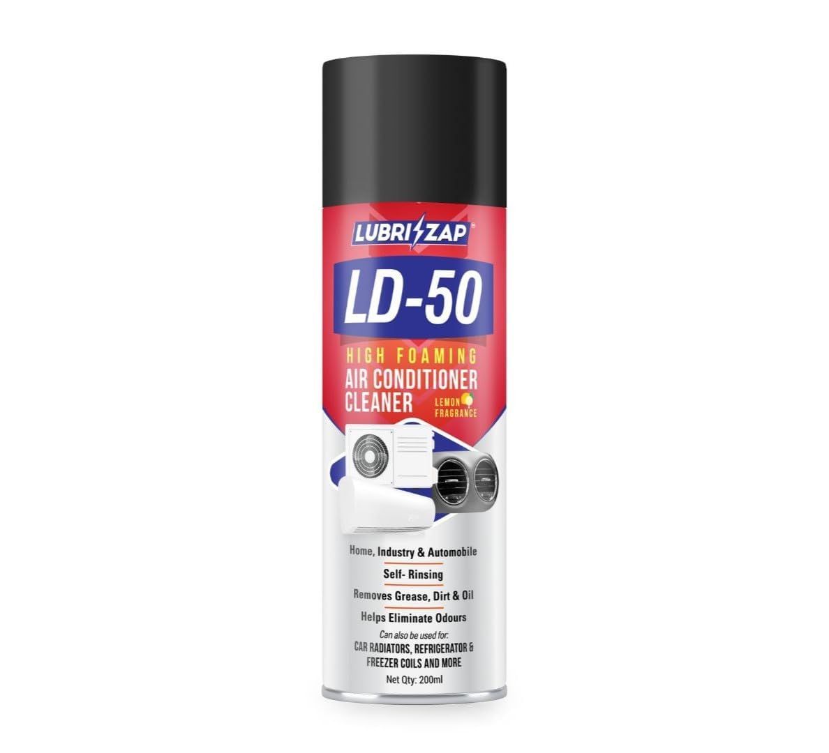 Lubrizap Cleaner Hygiene & Water AC Foam Cleaner for Split Ac and Window Ac Foam Cleaner & Car AC Vent & Duct Cleaner Foam Spray for Best Cooling - 200 ml Lubrizap Cleaner Hygiene & Water AC Foam Cleaner for Split Ac and Window Ac Foam Cleaner & Car AC V