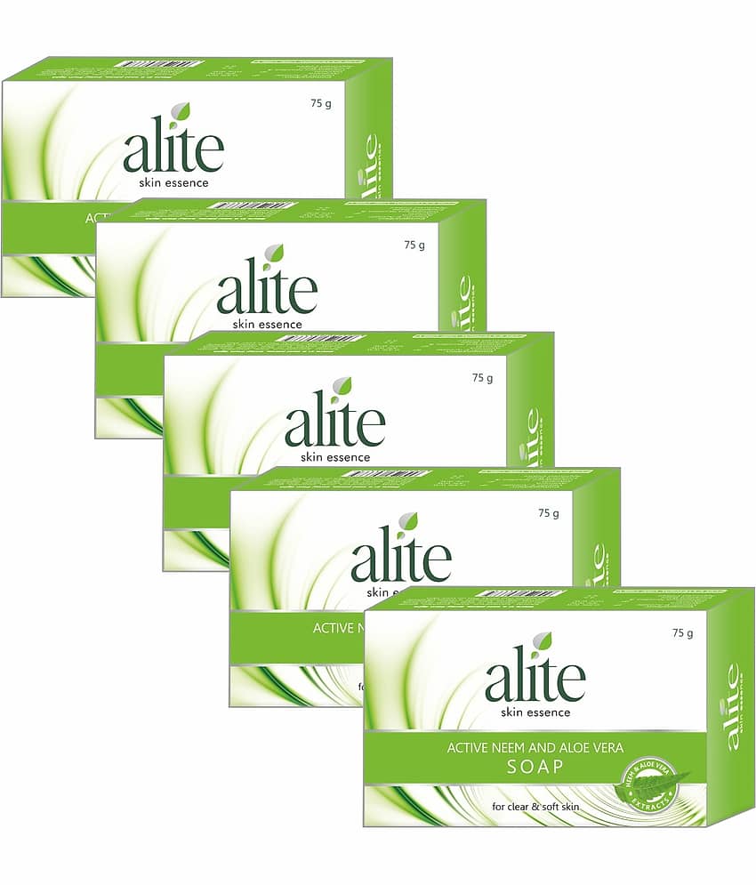 Alite Neem & Aloe Vera Soap Pimple Fighting Soap for Soft & Glowing Skin 75g ( Pack of 5 )
