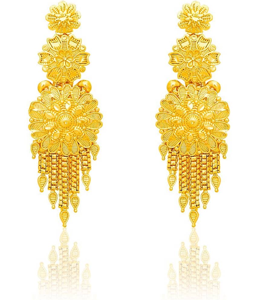 LUV FASHION Golden Chandelier Earrings ( Pack of 1 )
