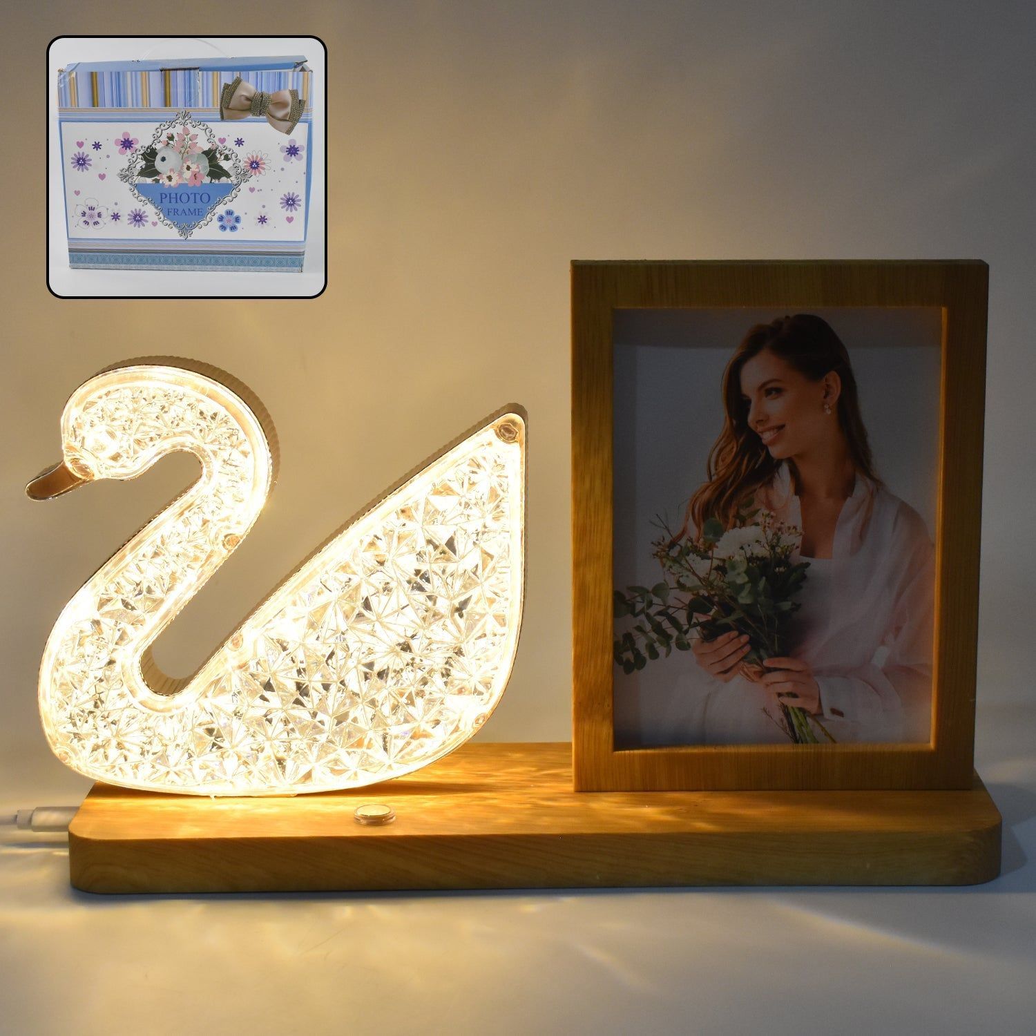 Duck Shape Cystal Led Lamp & Photo Frame Night Lamp | Wedding Gift | love couple