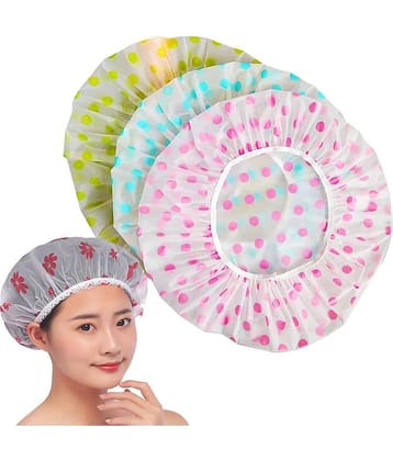 UNAGARRISE Multicolor Plastic Shower Cap ( Pack of 3 )