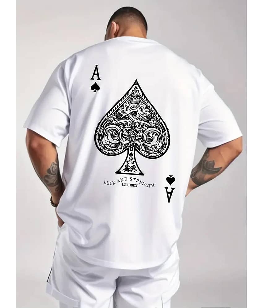 Glito Cotton Blend Regular Fit Printed Half Sleeves Men's Round T-Shirt - White ( Pack of 1 )