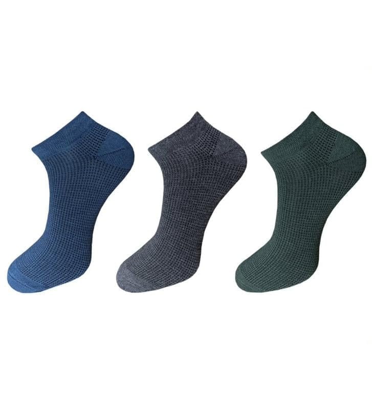 3_Pair Set Unisex Casual Cotton Solid Ankle Length Socks (Multicolor)-PID54120