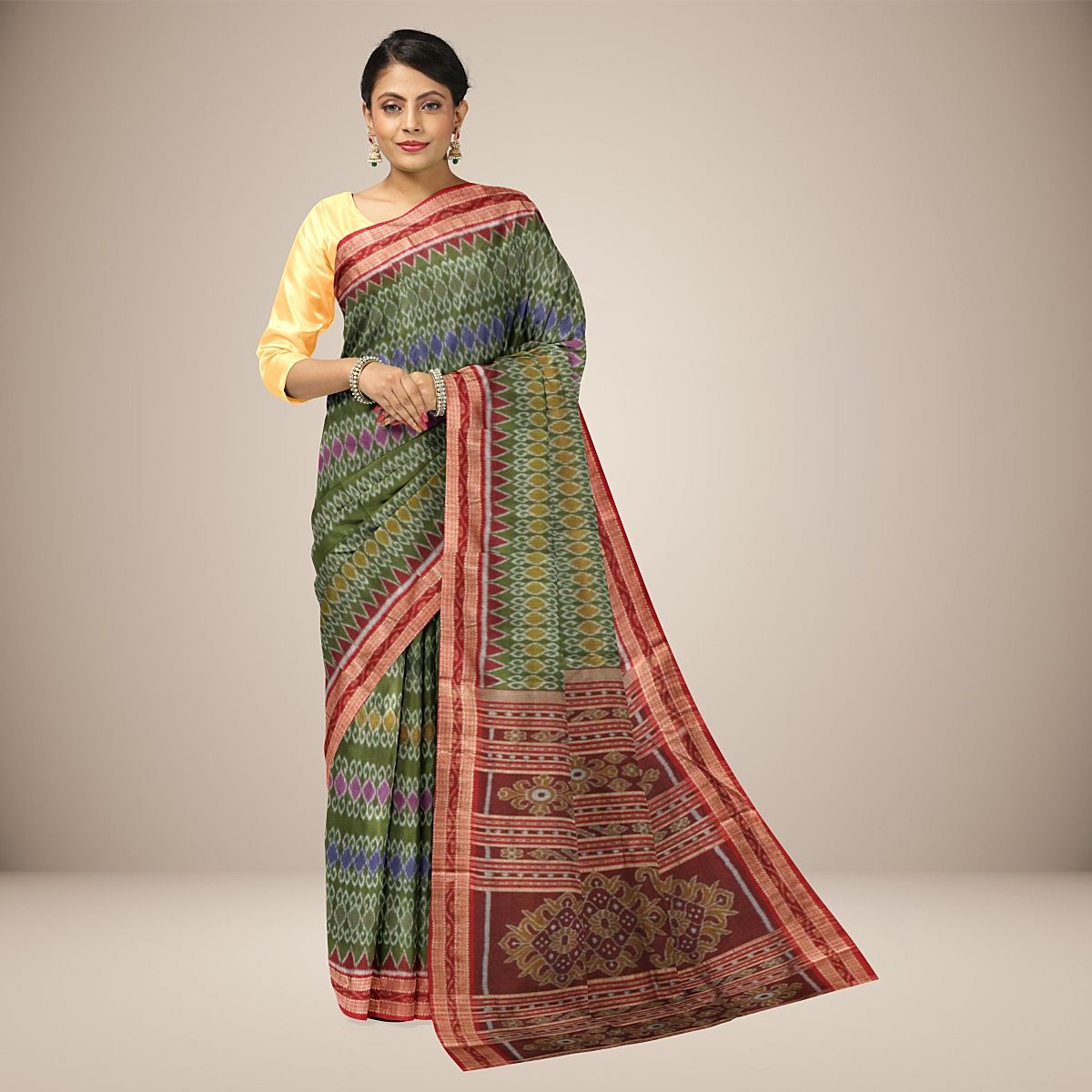 Bandha anchal Khandua silk saree