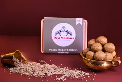 Desi Mitahara's Bajra Ladoo - Made with Bajra, Jaggery & Cow Ghee - Traditional Indian Sweet - Healthy, Nutritious Snack - 480g Pack - No Artificial Colours - Suitable for All Ages Desi Mitahara's Bajra Ladoo - Made with Bajra, Jaggery & Cow Ghee - Traditional Indian Sweet - Healthy, Nutritious Snack - 480g Pack - No Artificial Colours - Suitable for All Ages