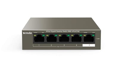 Tenda TEG1105P 5-Port Gigabit Desktop Plug & Play POE Switch Tenda TEG1105P 5-Port Gigabit Desktop Plug & Play POE Switch