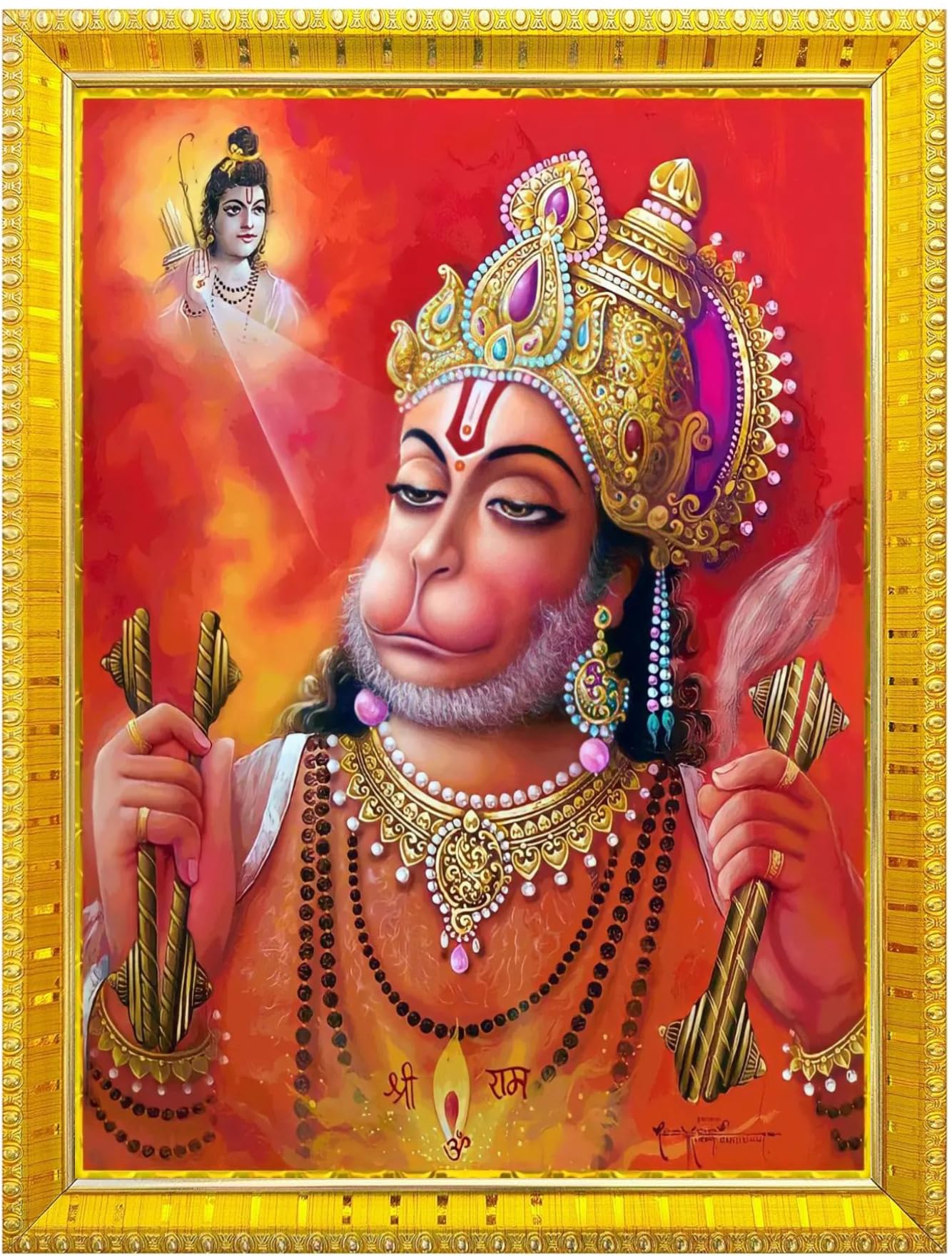NOKKES Hanuman Bajrangbali Hanumanji Maruti Golden 5X7 Inch Photo Frame_AQW51