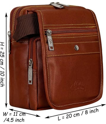 Leather World - Brown Solid Messenger Bag