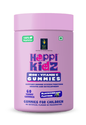 Happi Kidz Nutrition For A Healthy Beginning Happi Kidz Iron + Vitamin C Gummies For Kids-(60 Gummy Bears) -Supports Immune System Function, Blackcurrent Flavor