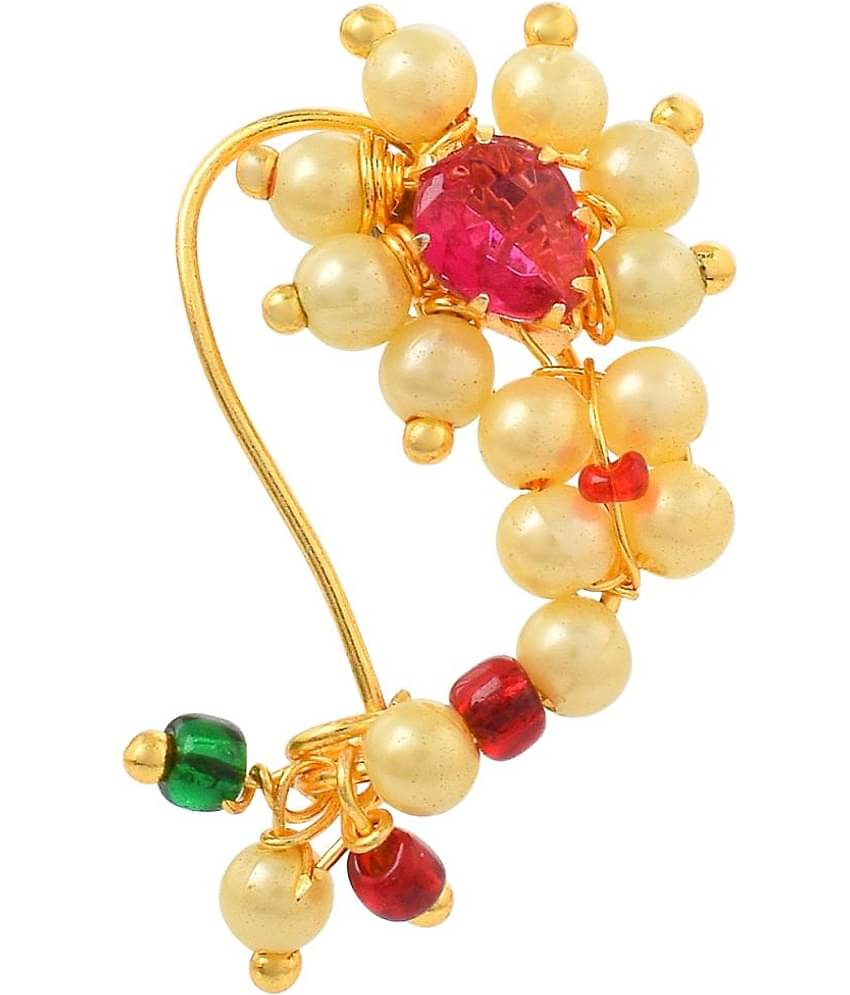 ADMIER Maharashtrian Diamond Banu marathi Nose pin Nath Nose Ring for Wedding Women Girls design Traditional Pearl Jewellery