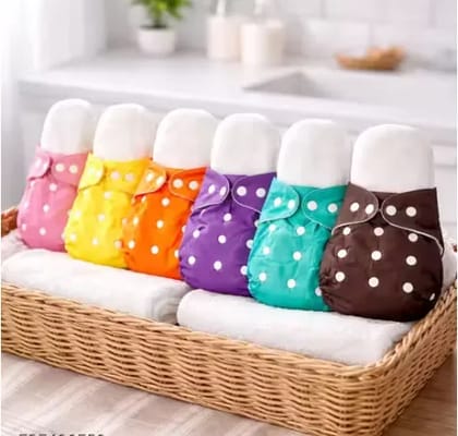 Pack of 6 Washable Baby Diapers with 6 Inserts,