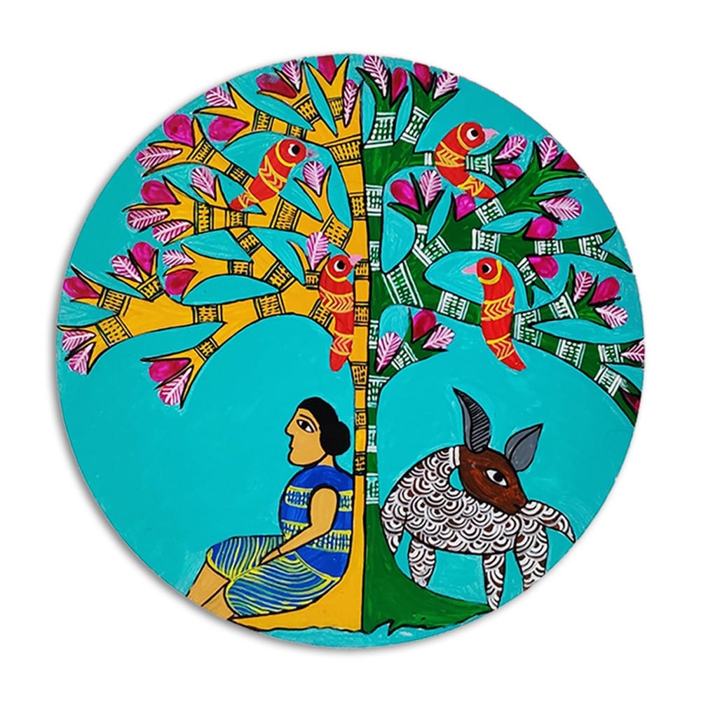 Gond Art on Round MDF DIY Kit by Penkraft