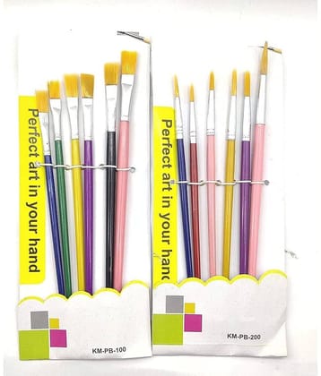 ECLET 12 Paint Brush Combo 6 Flat or 6 Round with Heavy Color plat