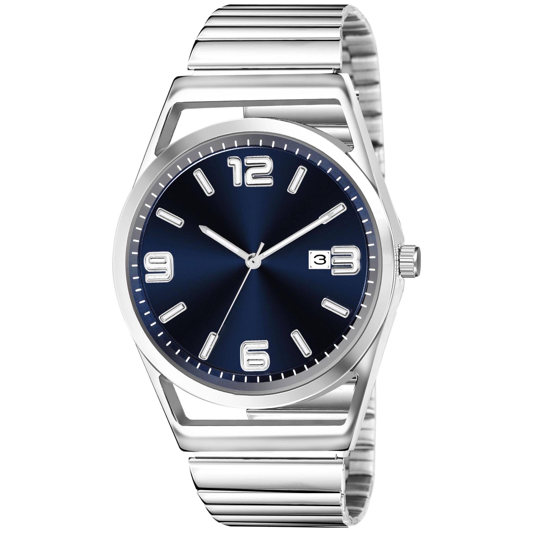 Blue Dial Date Function Analog Watch for Men LR154
