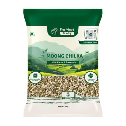 FarMart Pantry Moong Chilka Dal (500g) | High-Protein & Fiber-Rich | Unpolished & Wholesome for Khichdi, Dal & Healthy Cooking FarMart Pantry Moong Chilka Dal (500g) | High-Protein & Fiber-Rich | Unpolished & Wholesome for Khichdi, Dal & Healthy Cooking