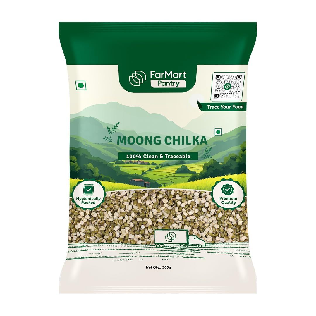 FarMart Pantry Moong Chilka Dal (500g) | High-Protein & Fiber-Rich | Unpolished & Wholesome for Khichdi, Dal & Healthy Cooking