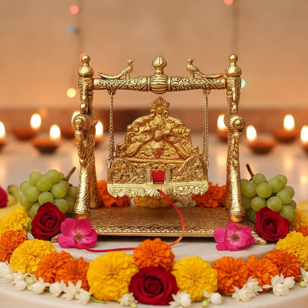 Aluminium Showpiece Laddu Gopal Jhula (ASMAS258 B)