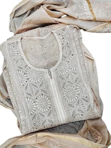 Tulip Handcrafted Semi-Stitched Kota Doria Suit with Dupatta � Lightweight Embroidered Ethnic Wear Fabric Set