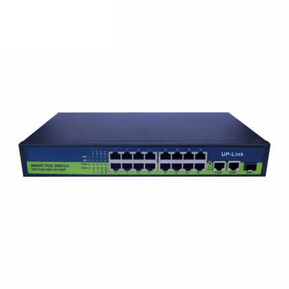 Poe Ai (24Ge+4+2Ge+2Sfp) Over Ethernet Switch Full Giga Port, 802.3Af/At Poe+ 100Mbps, 450W Built-In Power, Extend To 250Meter, Unmanaged Metal Plug And Play