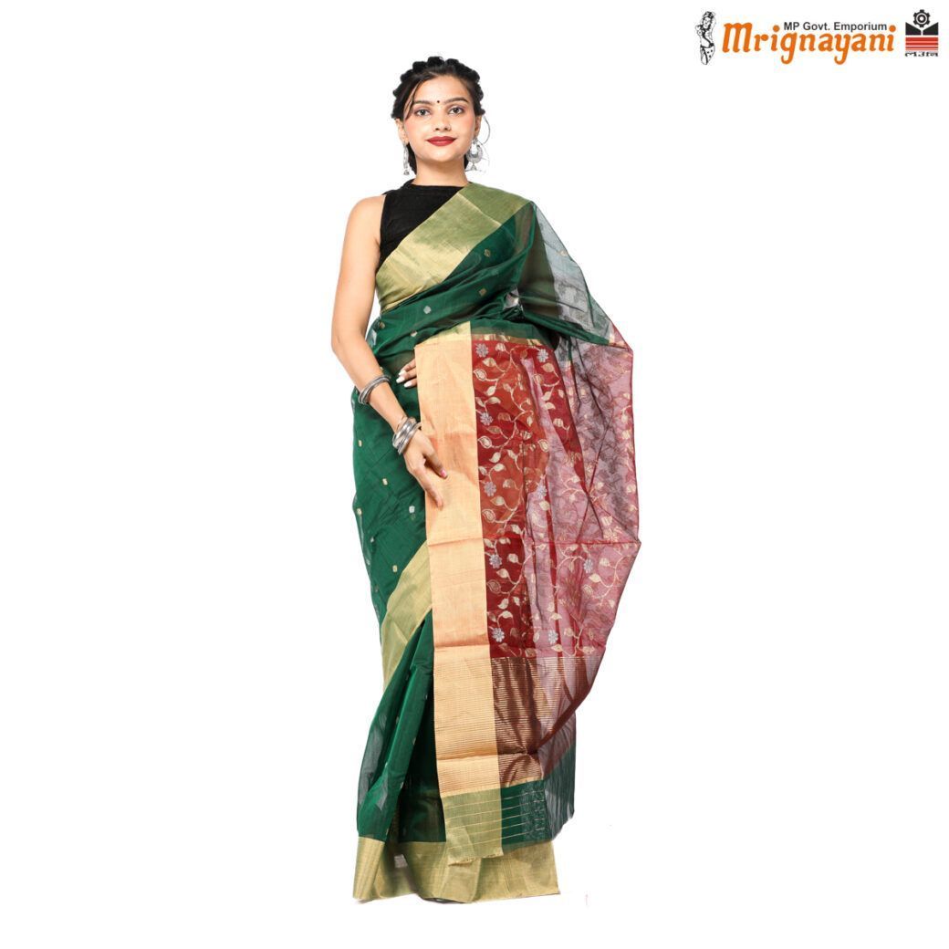 HANDLOOM CHANDERI SILK SAREE WITH BLOUSE (SKU - 1SC107310522,SAREE-1087)