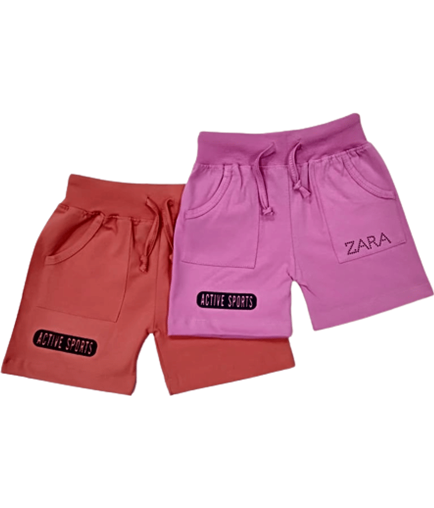 Little Funky Pack of 2 Girls Cotton Cycling Shorts ( Olive )