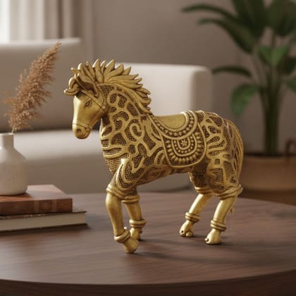 Brass Running Horse Showpiece Statue for Home Decor & Vastu, Height : 4 Inch (BSMAS1936 C)