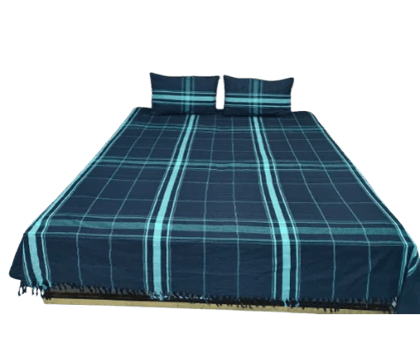 Dhaga Vishwas Ka Black Green Check Handloom Cotton Bedsheet