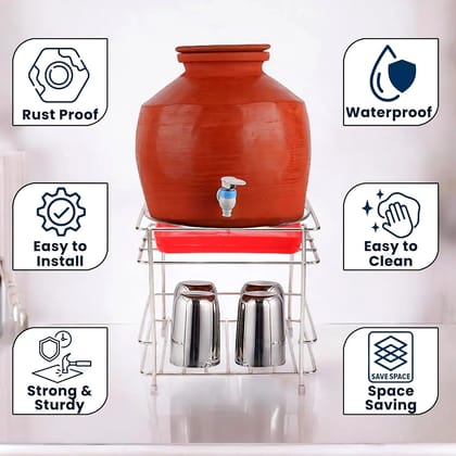 Round Surface Matka Stand for Water Pot | Pot Stand for Utensils | Steel Matka Stand for Kitchen | Water Pot Stand for Kitchen | 8 x 8 x 7.5 Inch  by Ruhi Import Store