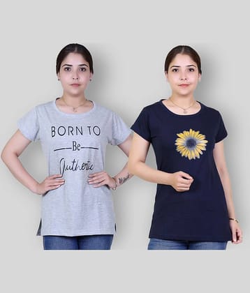 Varenyam Women Cotton Printed Regular Fit Round Neck T-Shirt ( Light Grey )