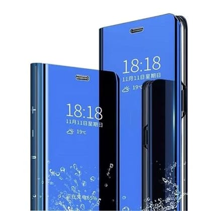 Samsung M42 Clear View Electroplate Mirror Protective Leather Flip Cover with Glass  Premium, Stylish, and Durable Case for Ultimate Protection and Functionality.