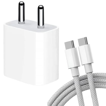 AILKIN 20W Fast Charging Adapter with USB C to Type C Nylon Braided Cable Charger (MFi-Certified, 2 Yrs Warranty*) Compatible with iPhone 17 Air/17/17 Pro/17Pro Max/iPhone 16/15 Series & More, 3.0 PD
