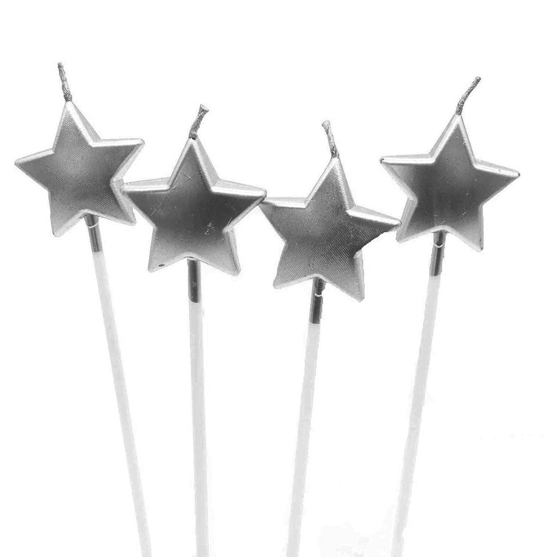 Silver Metallic Star Shape Pick Candle - 5PC