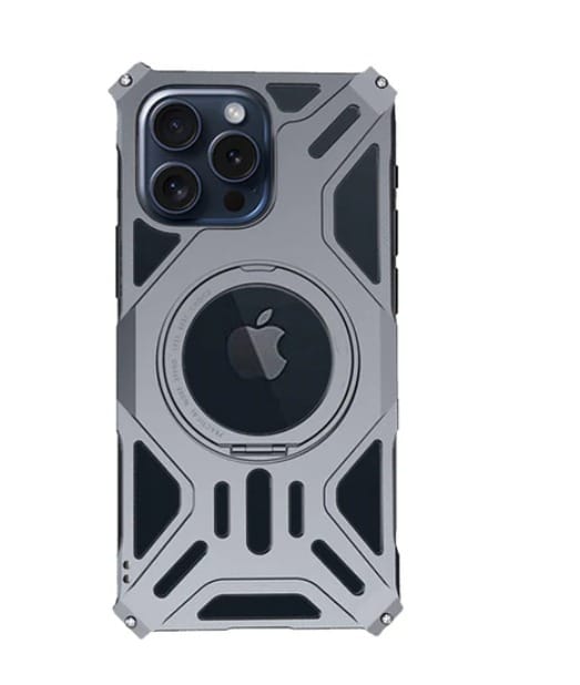 Dragon - Magnetic Frameless Armor Rotating Stand iPhone Case - Silver iPhone 16