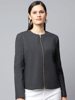 Black Textured Bomber Jacket