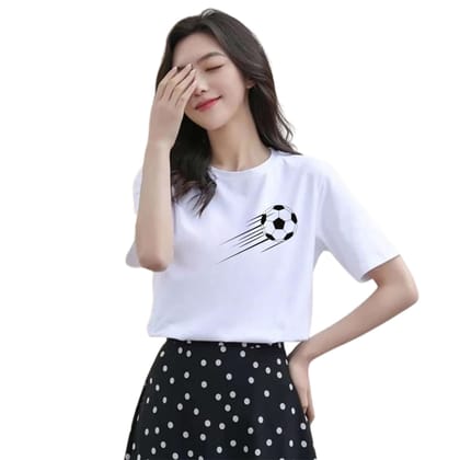 Smile Graphic T-Shirt, White Cotton Top, Casual Short Sleeve for Girls (Color-White, Size-10 - 11 Years)