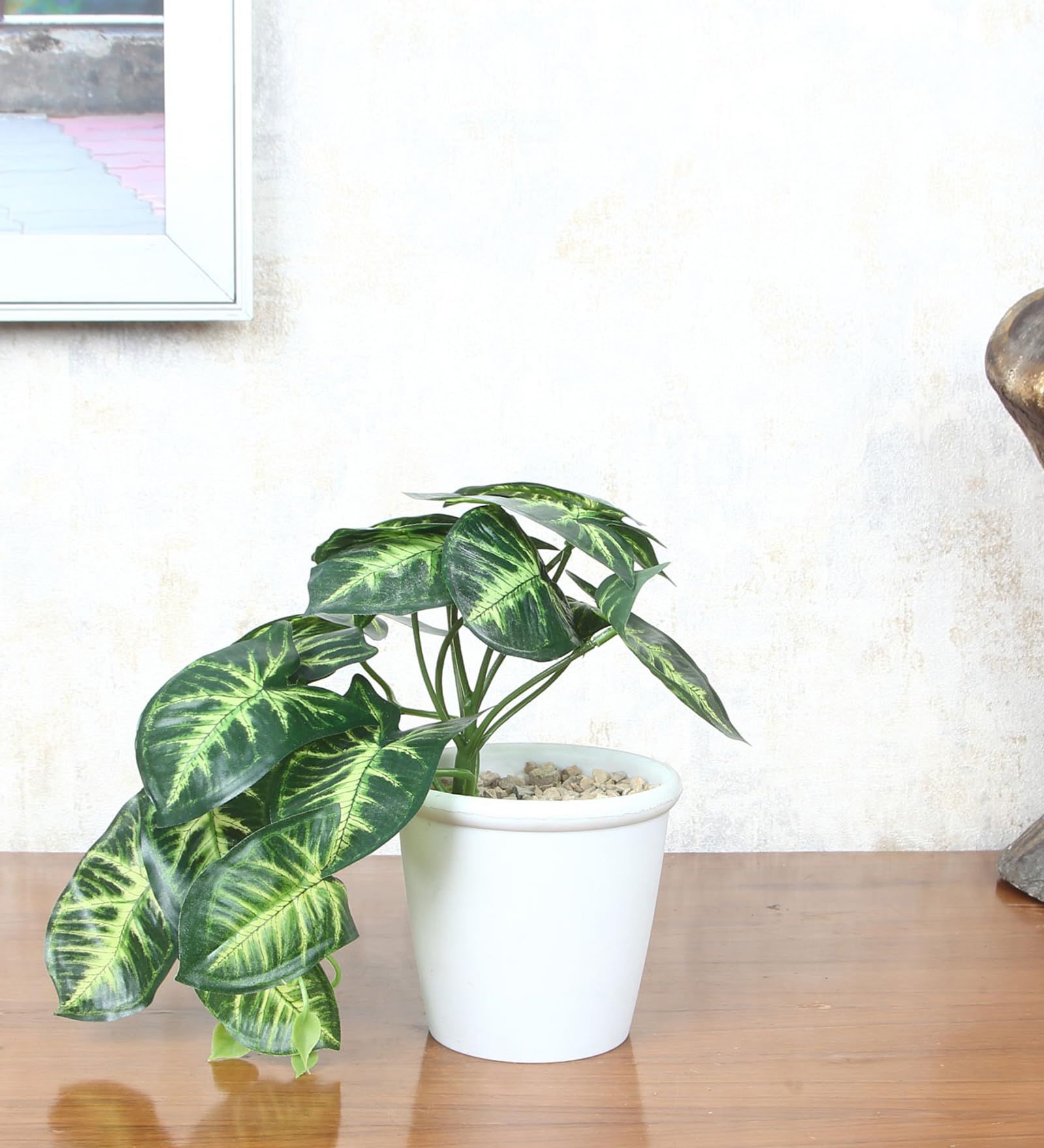 Foliyaj Artificial Arrowhead Plant with Pot |Artificial Plants for Home Decor| Indoor Artificial Plants for Living Room|Potted Artificial Plants