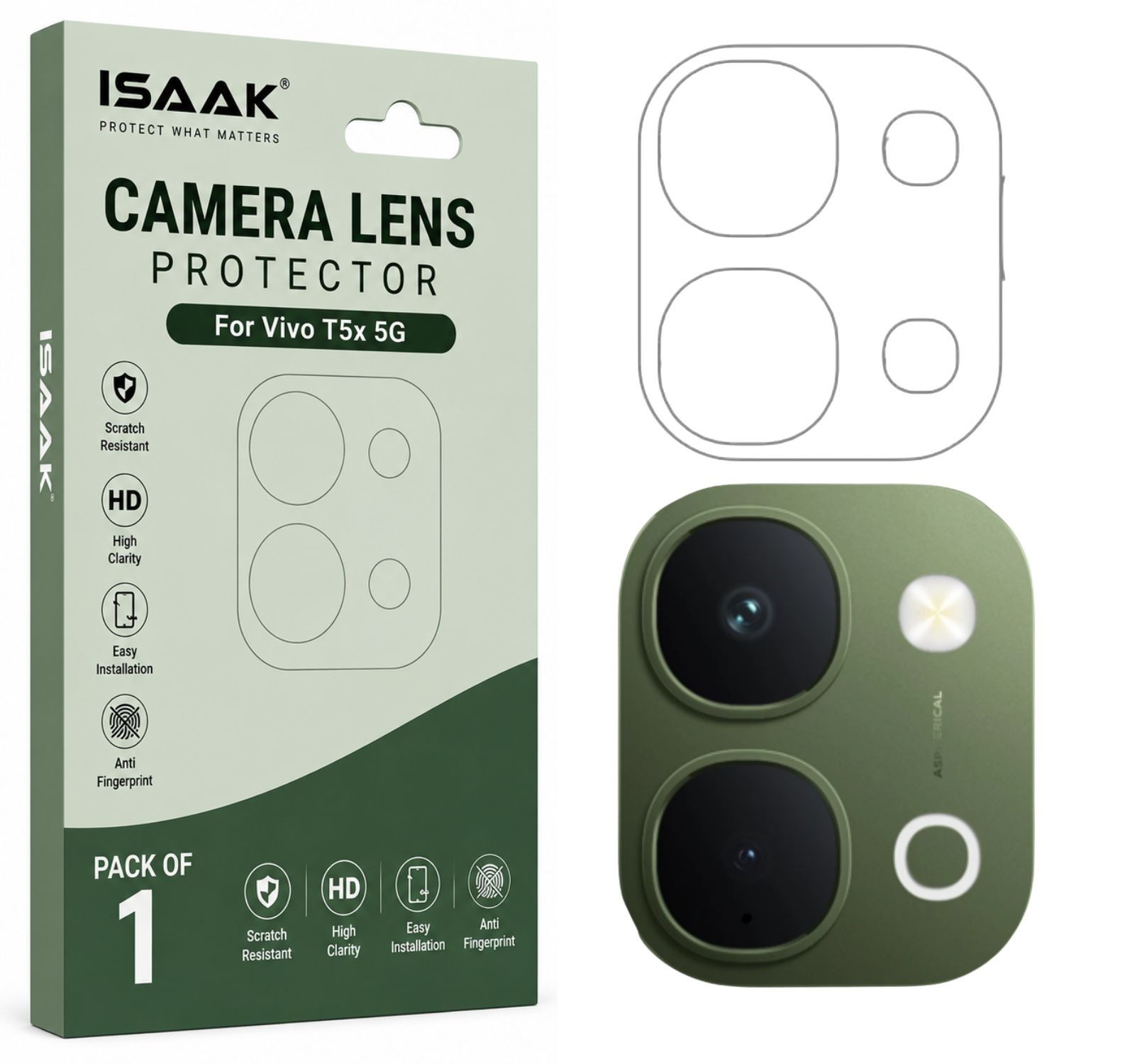 ISAAK Back Camera Lens Protector compatible for Vivo T5x 5G (Pack of 1)