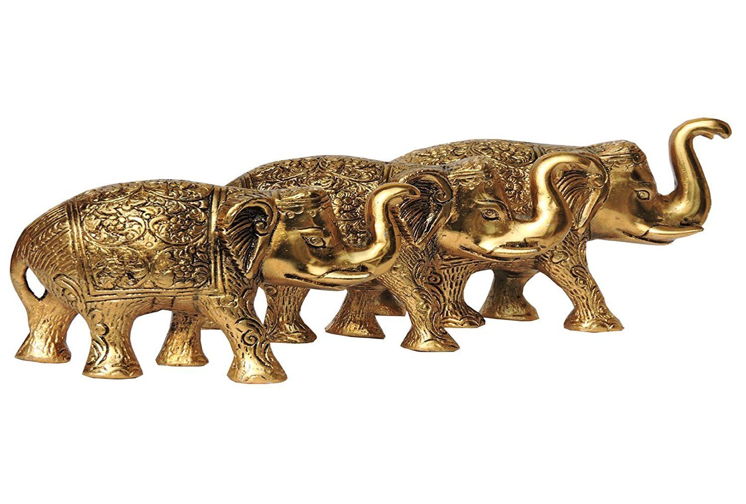 DreamKraft Metal Set of 3 Elephant for Home Decor