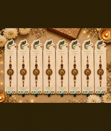 Bhavya Sales Designer Sacred Om Design with Traditional Decorative Detailing. Adjustable Rakhi ( Pack of 8 , Gold )