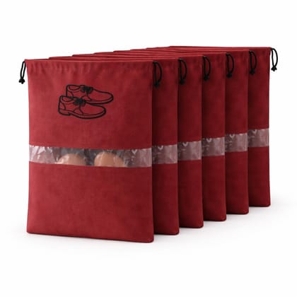 The Drape Desi Transparent Shoe Bag for Travel & Storage – Dustproof Rose Pink Shoe Cover Pouch for Men & Women | Shoe Organizer for Luggage & Wardrobe (Pack of 6)