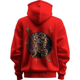 BULL CLOTHING Men's Galactic Rider Red Hoodie  Soft  Durable 280 GSM Fleece  Perfect for Comfort and Style (XL)