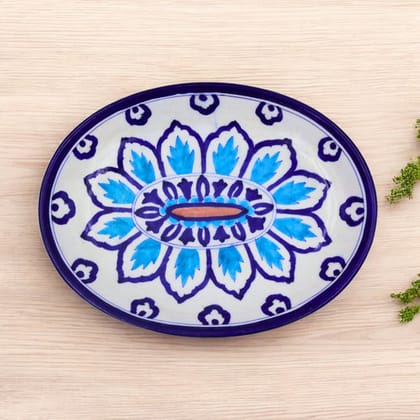 Blue Pottery Oval Plate Blue Pottery Oval Plate