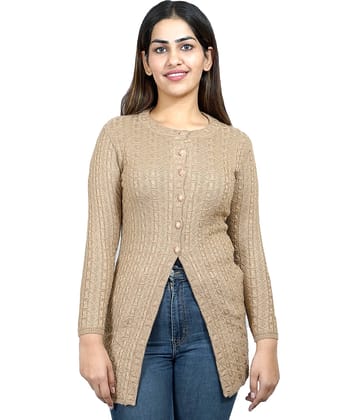 Ogarti Woollen Khaki Buttoned Cardigans - Single