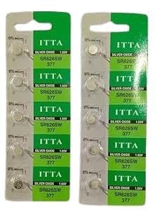 Exelent ITTA Oraginal Watch Batteries SR626SW 377 1.55V Silver Oxide Button Cell, Universal for Watch Battery Replacement Pack of 10