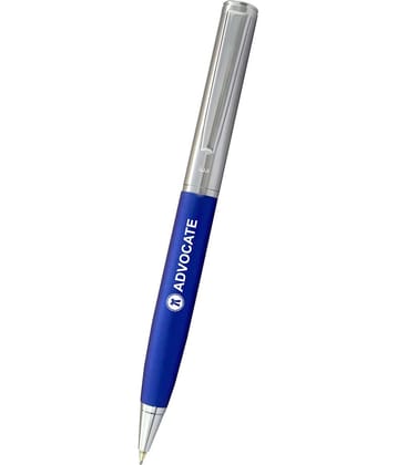 UJJi Advocate Logo Engraved Matte Blue with Chrome Clip (Blue Ink) Ball Pen