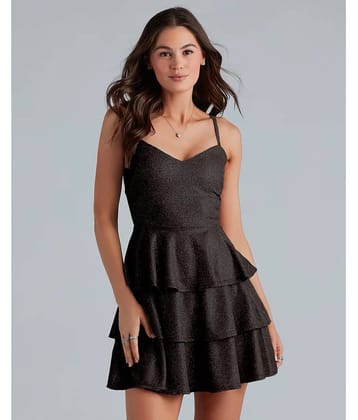 Addyvero Women Polyester Embellished Fit & Flare Dress ( Maroon )